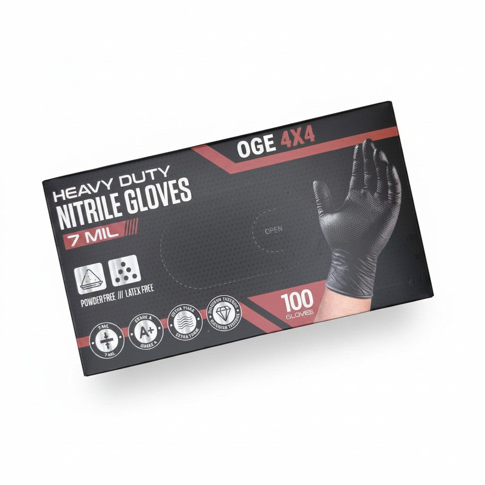 OGE 4X4 Heavy Duty Diamond Textured Nitrile Gloves 7 mil (100 Gloves)