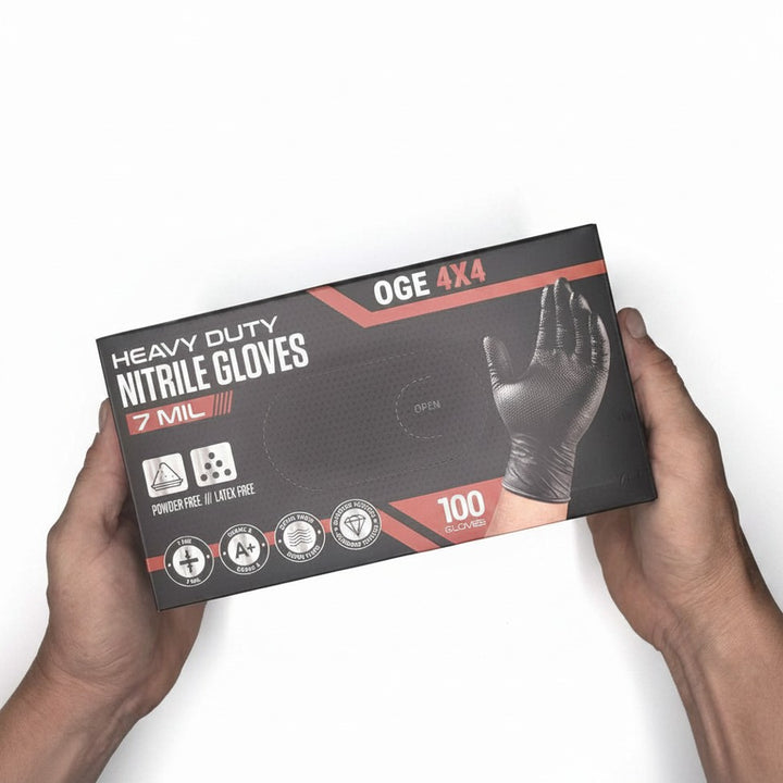 OGE 4X4 Heavy Duty Diamond Textured Nitrile Gloves 7 mil (100 Gloves)
