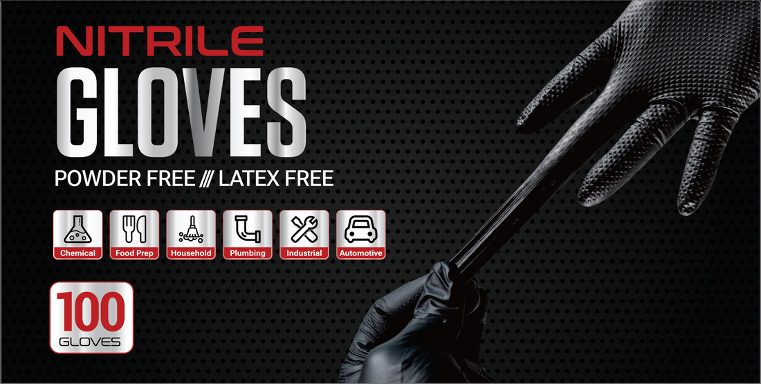 OGE 4X4 Heavy Duty Diamond Textured Nitrile Gloves 7 mil (100 Gloves)