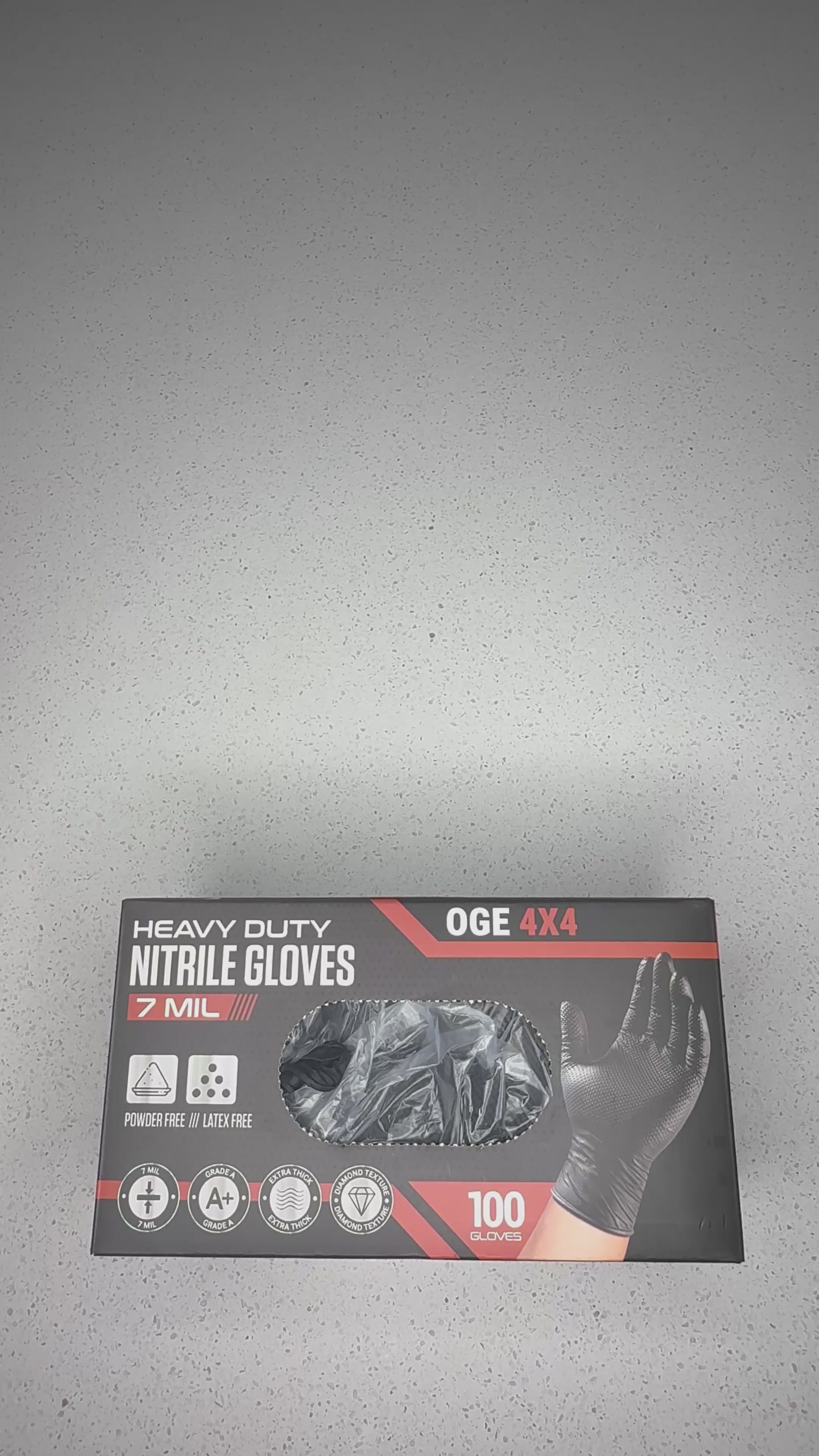 OGE 4X4 Heavy Duty Diamond Textured Nitrile Gloves 7 mil (100 Gloves)