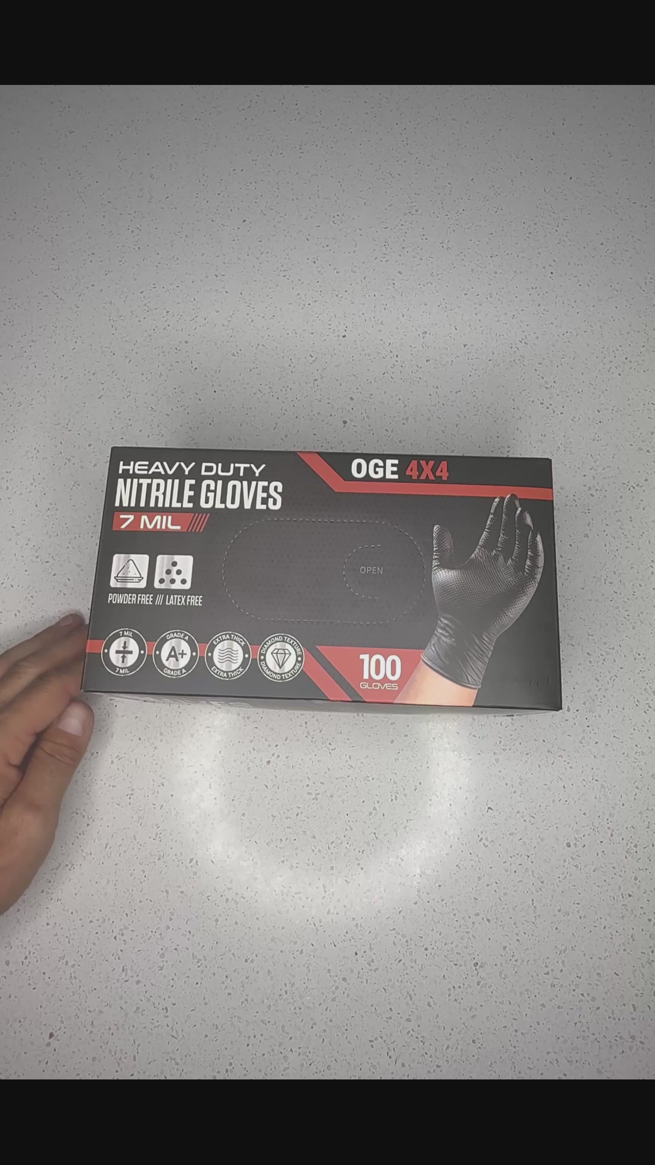 OGE 4X4 Heavy Duty Diamond Textured Nitrile Gloves 7 mil (100 Gloves)