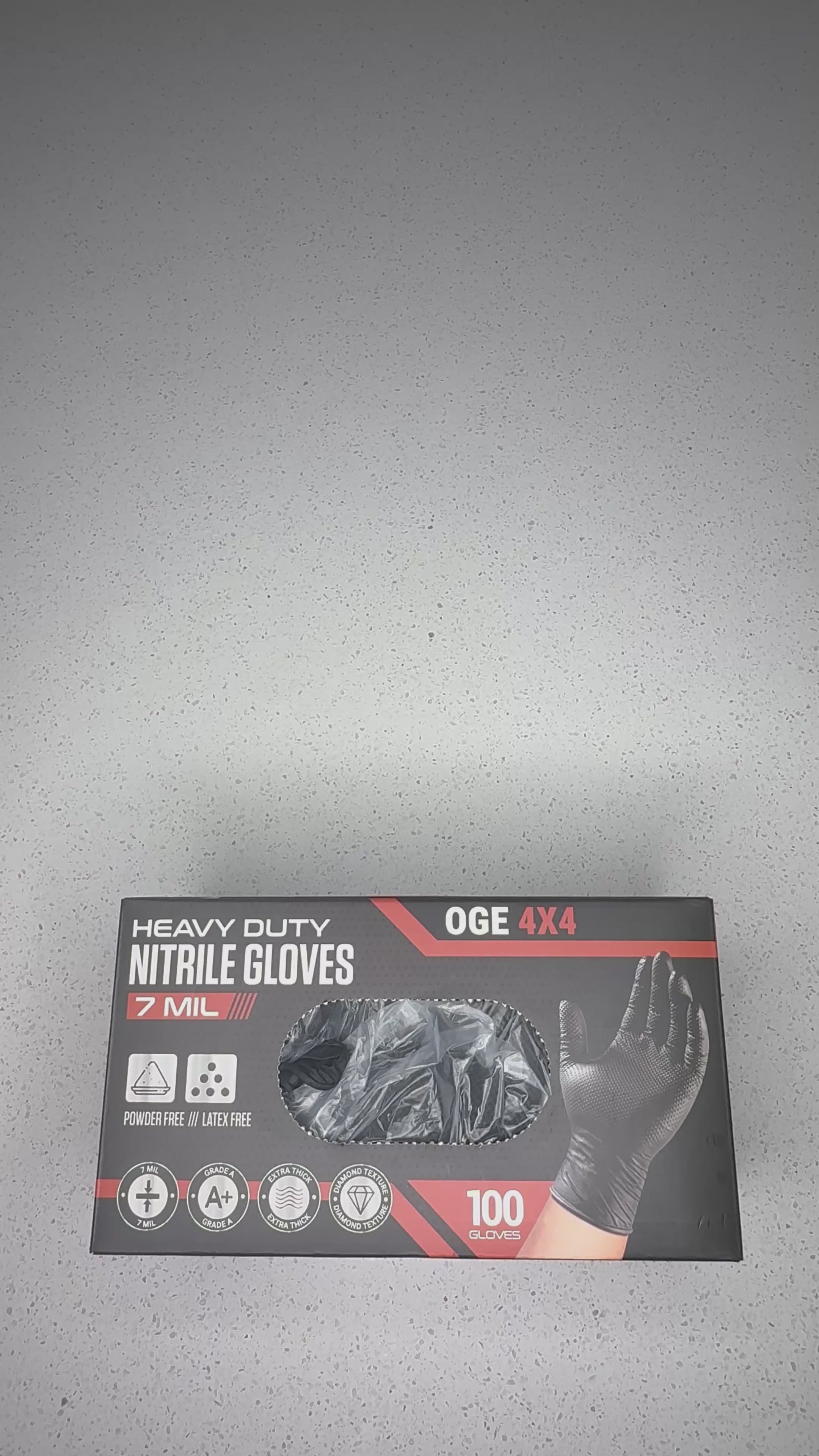 OGE 4X4 Heavy Duty Diamond Textured Nitrile Gloves 7 mil (100 Gloves)